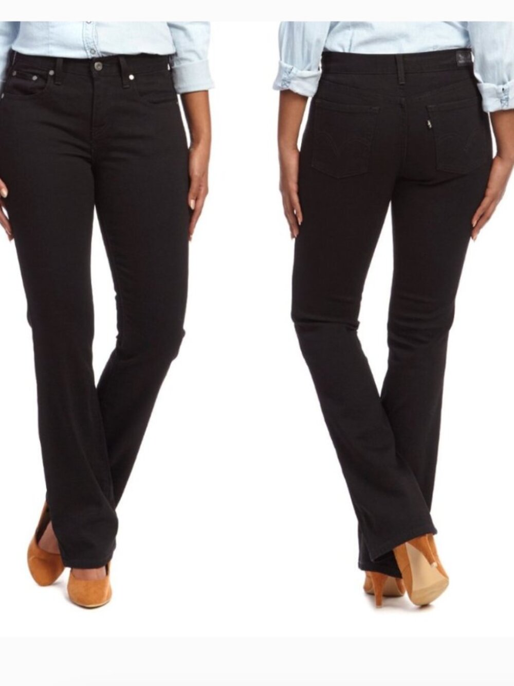 Levi's 515 Bootcut Black Jeans Silver Tab 12L 31x34 Womens